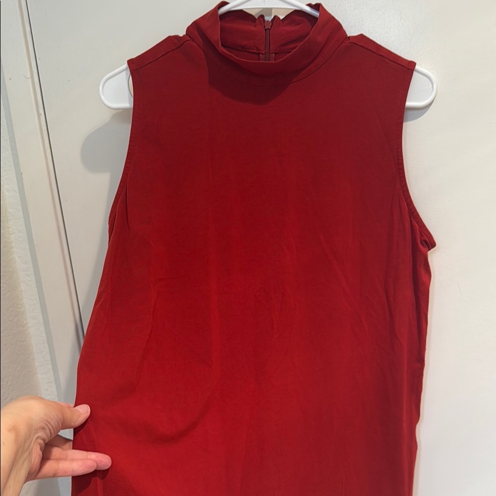 Chico's Red Sleeveless Tank Top with Mandarin Collar Large (2)